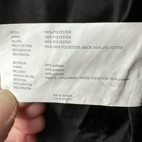 Women's Nautica Faux Fur Trim Hooded Mid-Length Black Puffer Jacket Size XL - Picture 14 of 14